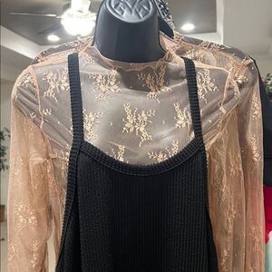 Chic Black lightweight Knit halter strap Midi Dress with pockets.